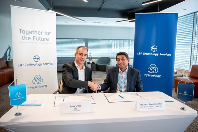Patrick Vith, CEO of thyssenkrupp Steering (L), with Rajkumar Ravindranathan, Chief Business Officer – EMEA & RoW, LTTS (R).